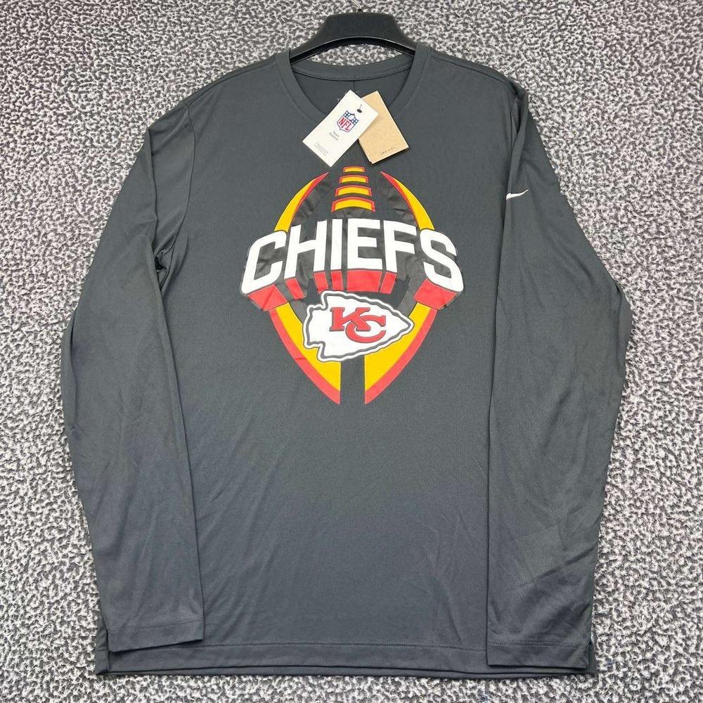 Nike Kansas City Chiefs NFL Dri-Fit Shirt Men Large Gray Long Sleeve New L